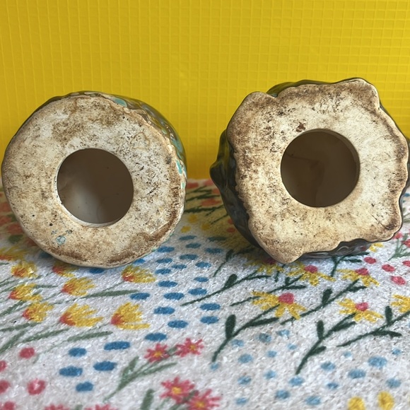 Vintage pair of green and brown ceramic glazed bug and turtle decor figurines - Picture 8 of 10